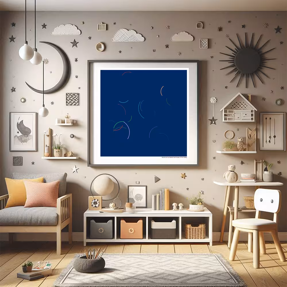 18 arcs on burnished chartreuse of the lullaby in room setting