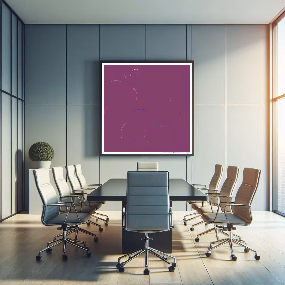 21 arcs on bloom of iridescent azure and magenta in room setting