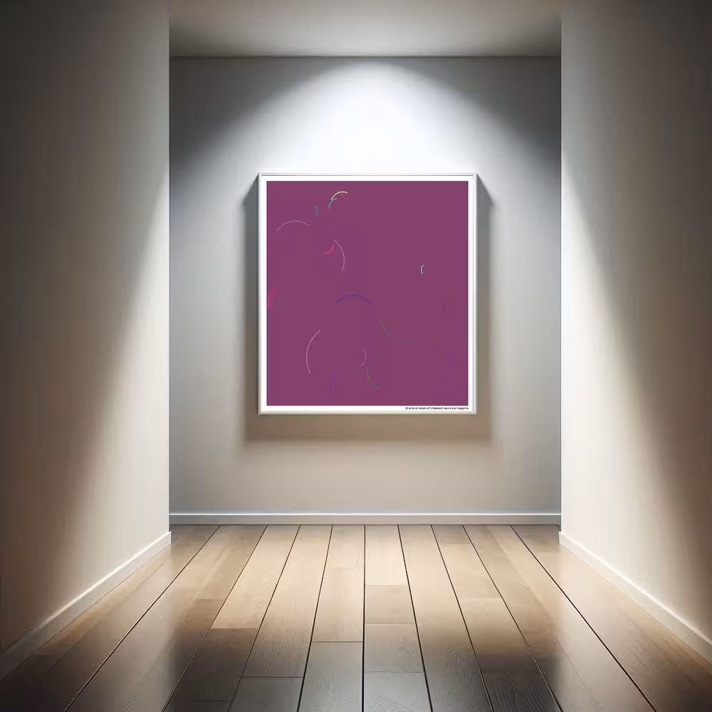 21 arcs on bloom of iridescent azure and magenta in room setting