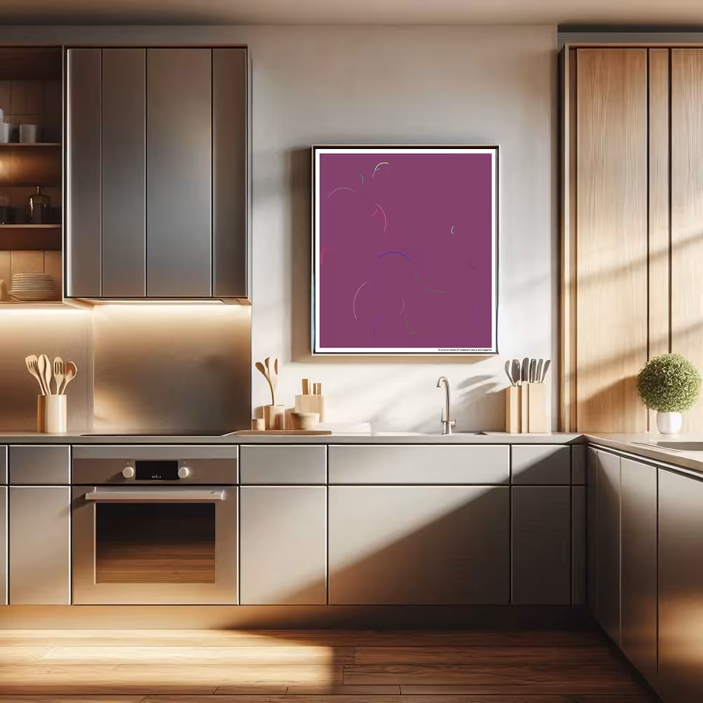 21 arcs on bloom of iridescent azure and magenta in room setting