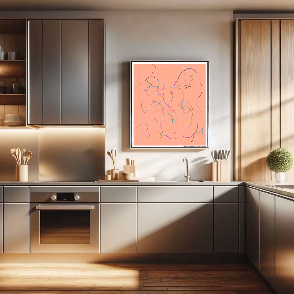 140 arcs on gleaming slate and stone of tapestry in room setting