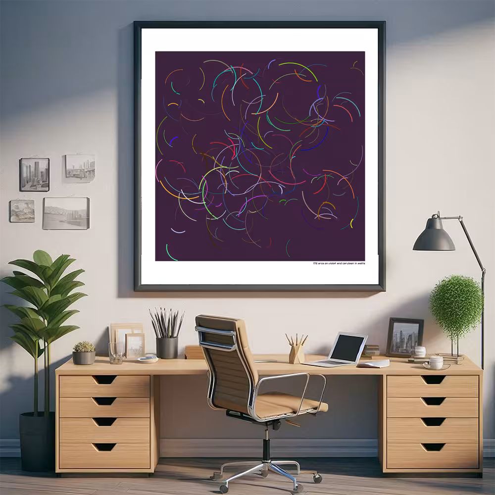 172 arcs on violet and cerulean in waltz in room setting