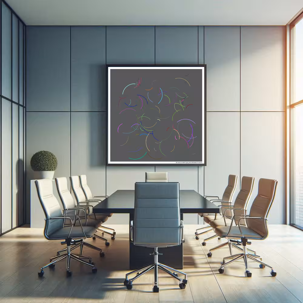 87 arcs on silent gray and stillness of reverie in room setting