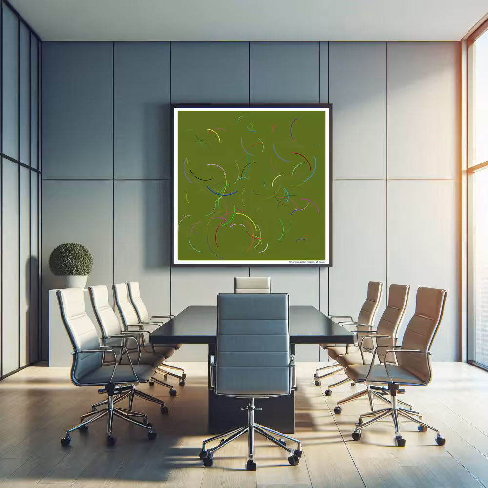 94 arcs on golden fragment of maroon in room setting