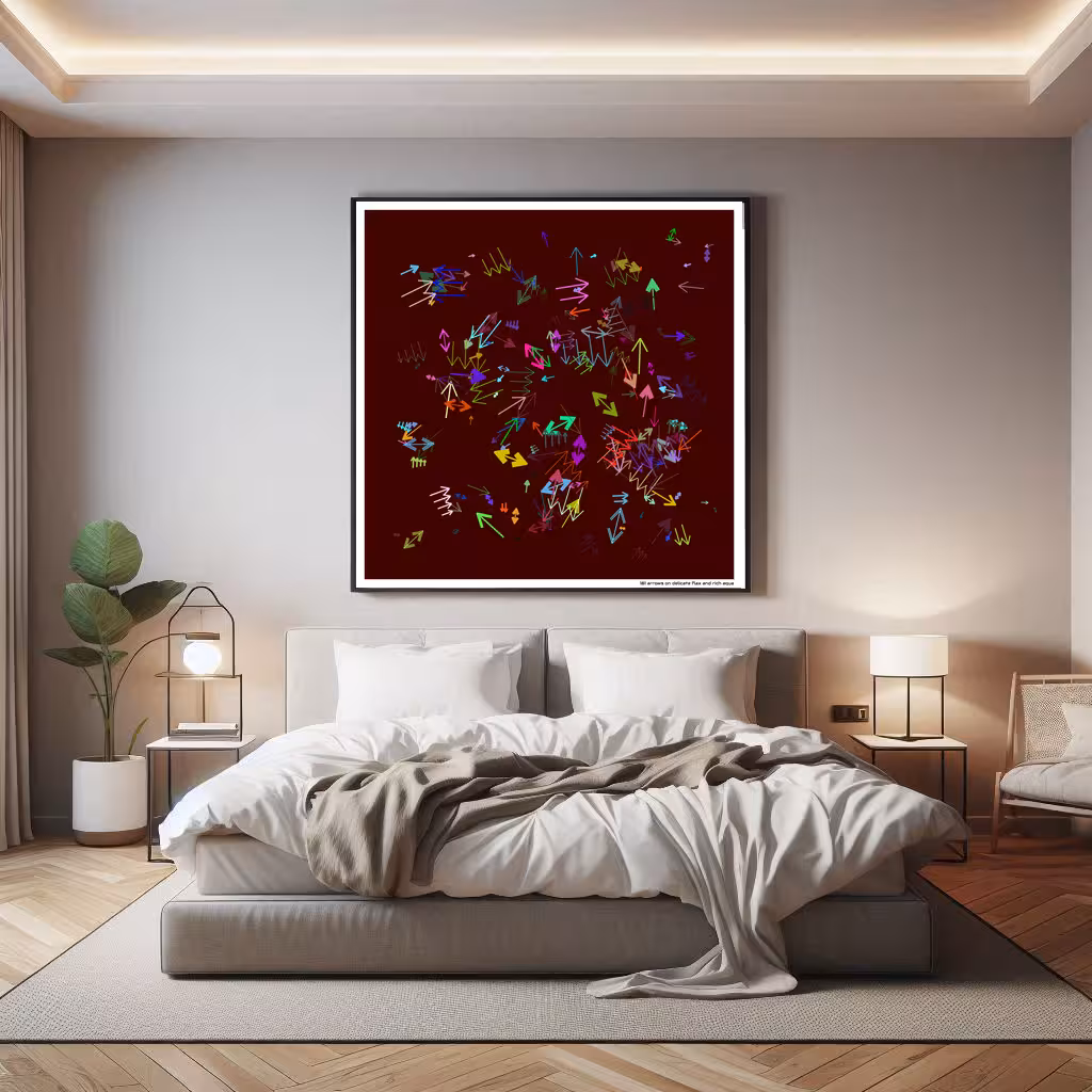 181 arrows on delicate flax and rich aqua in room setting