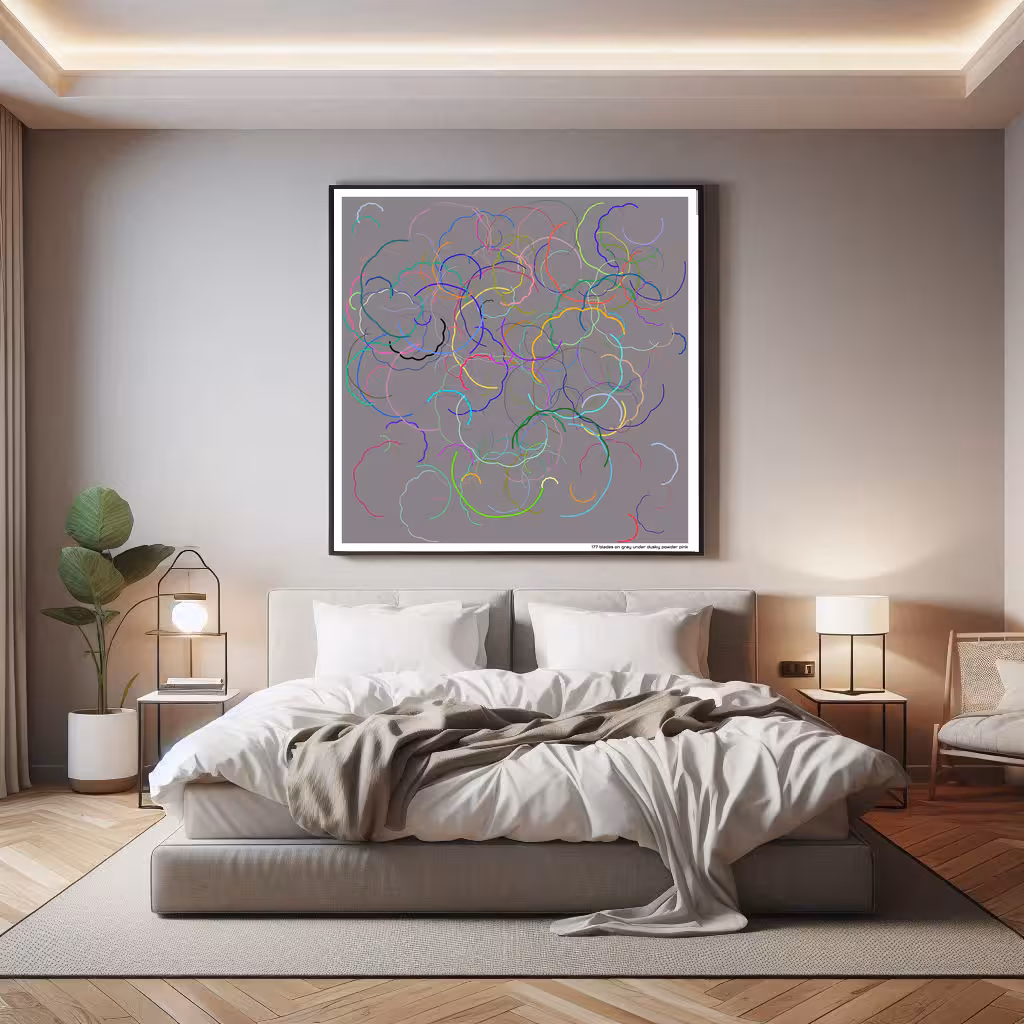 177 blades on gray under dusky powder pink in room setting