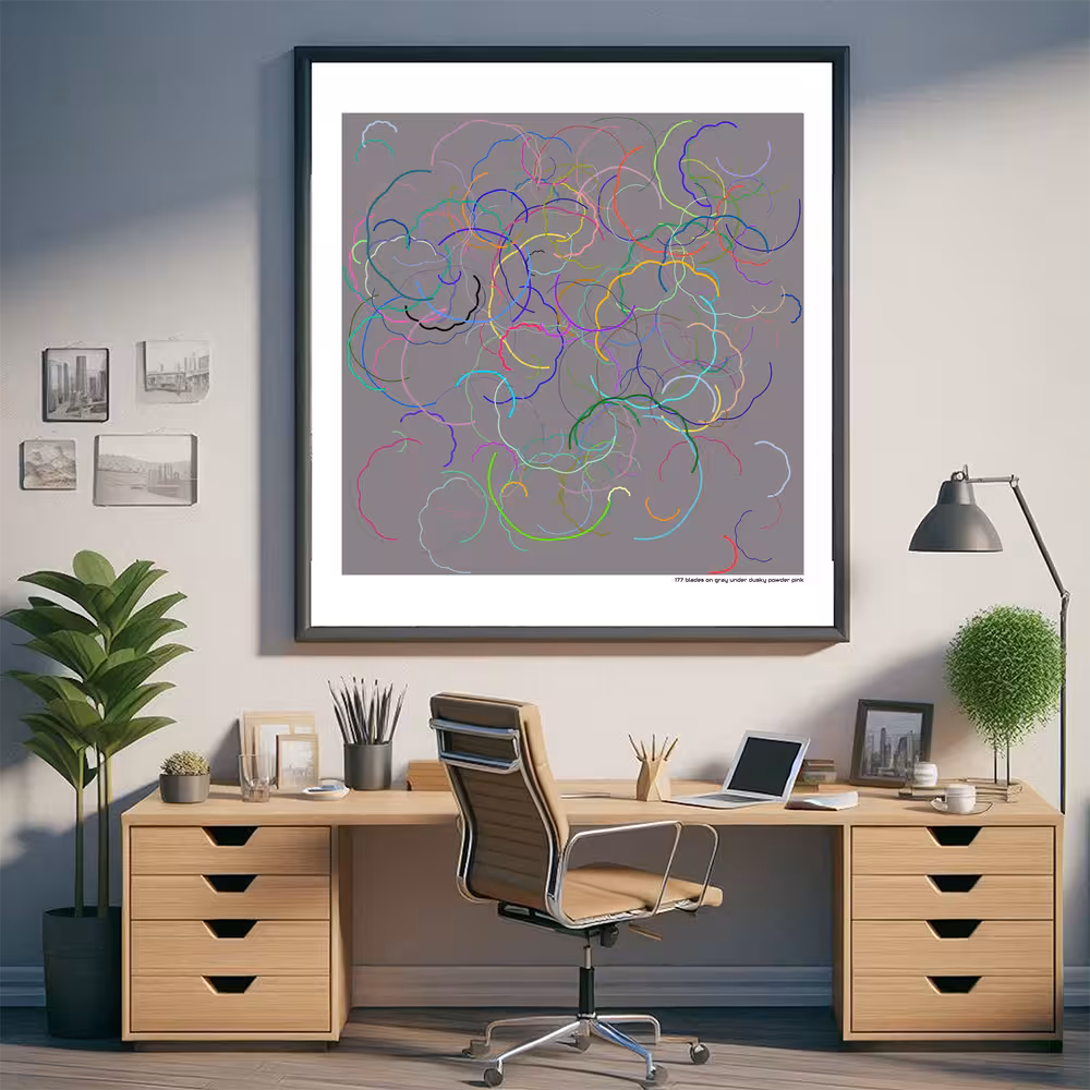 177 blades on gray under dusky powder pink in room setting