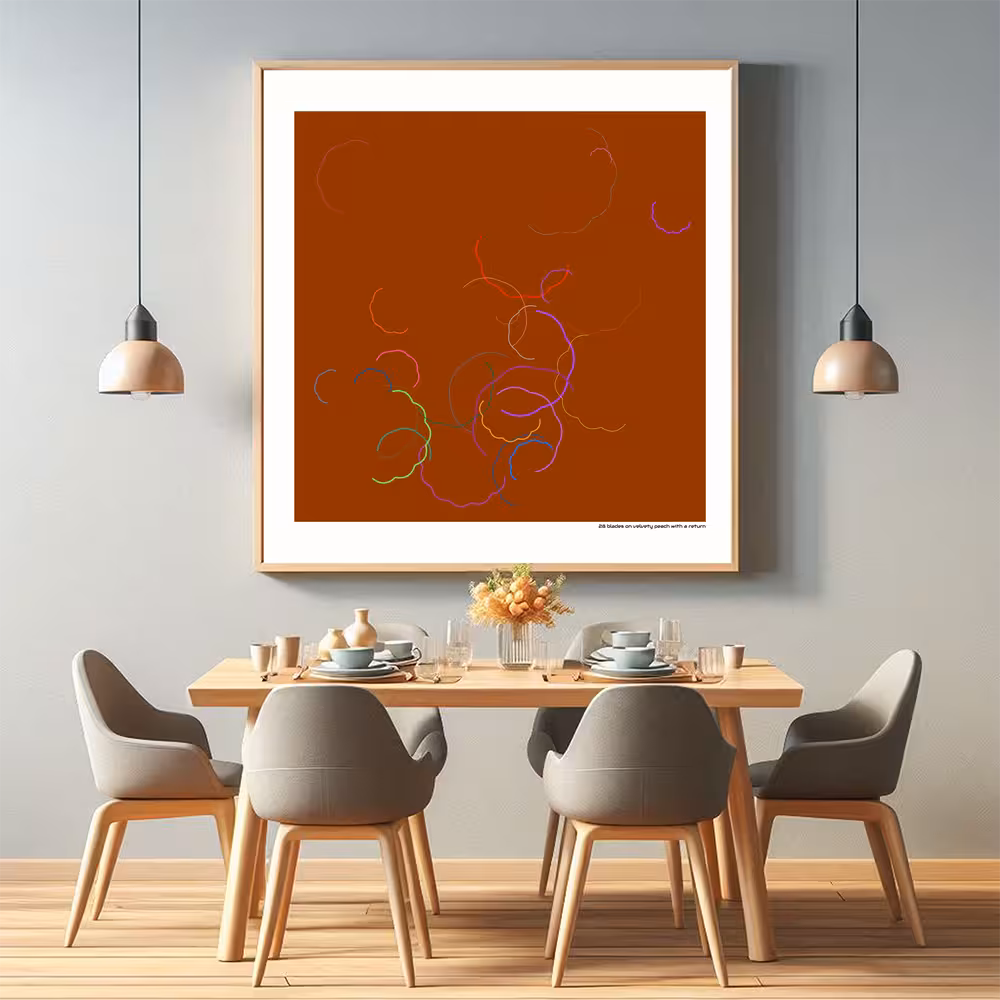 28 blades on velvety peach with a return in room setting