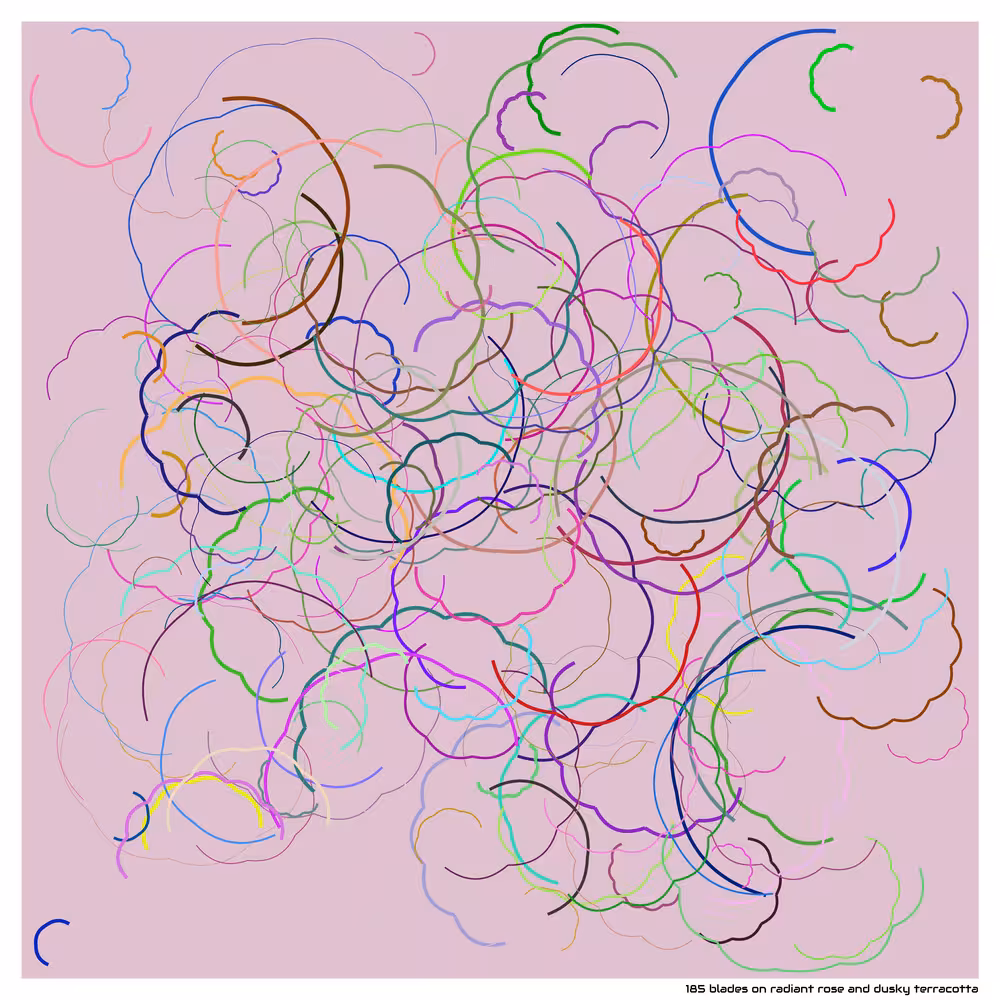 185 blades on radiant rose and dusky terracotta