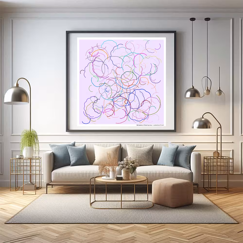 138 blades on flickering ivory — a phantom of truth in room setting