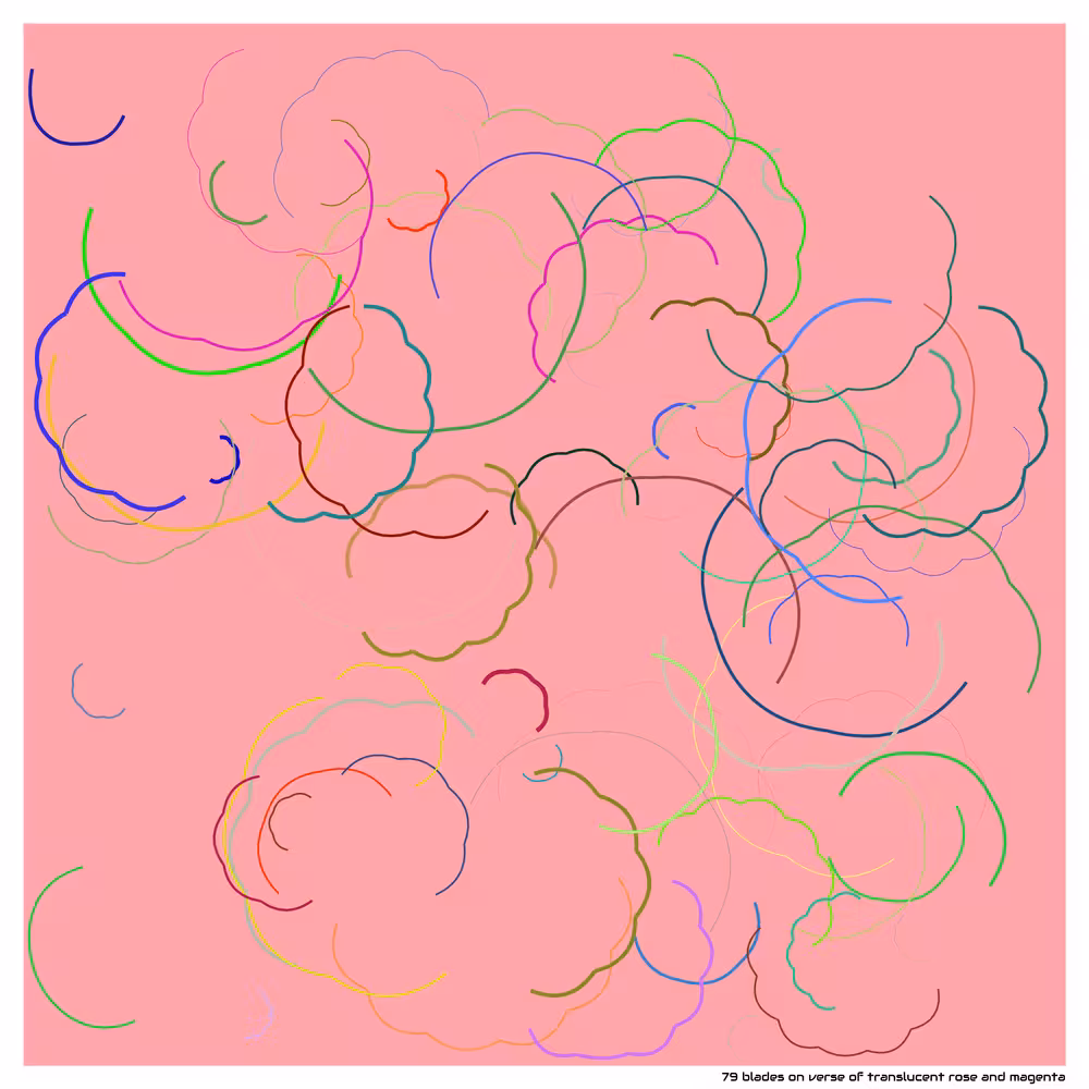 79 blades on verse of translucent rose and magenta