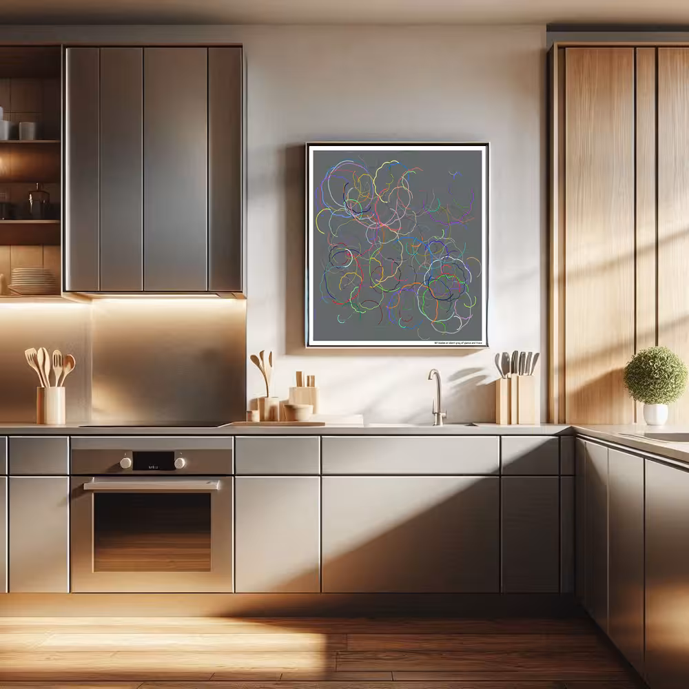 187 blades on silent gray of glance and trace in room setting