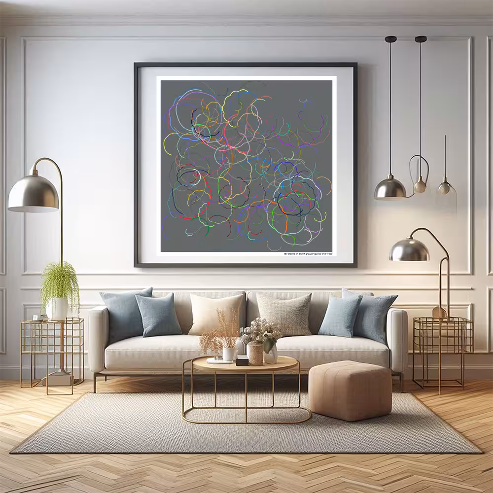 187 blades on silent gray of glance and trace in room setting