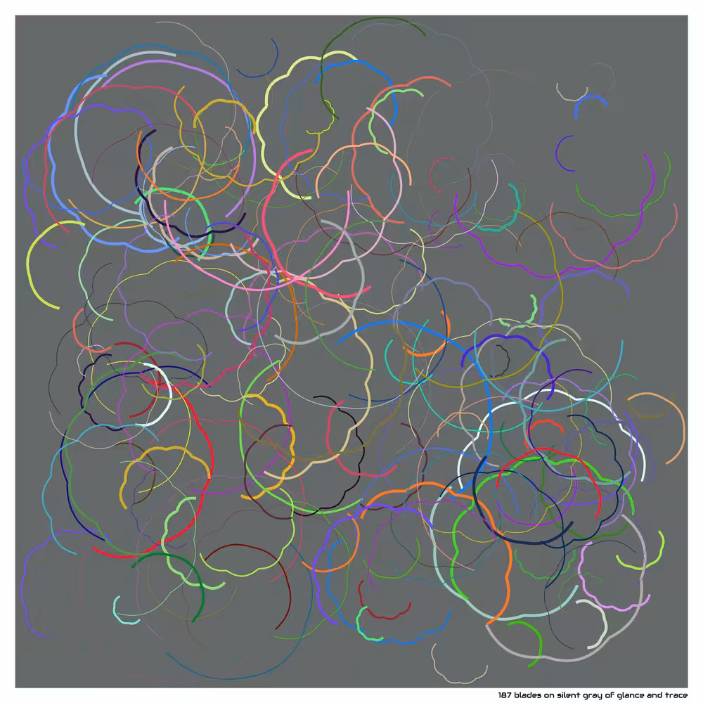 187 blades on silent gray of glance and trace