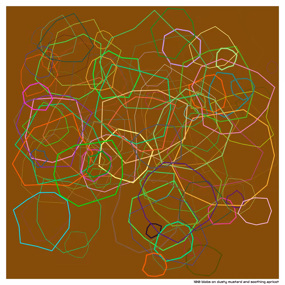 100 blobs on dusty mustard and soothing apricot
