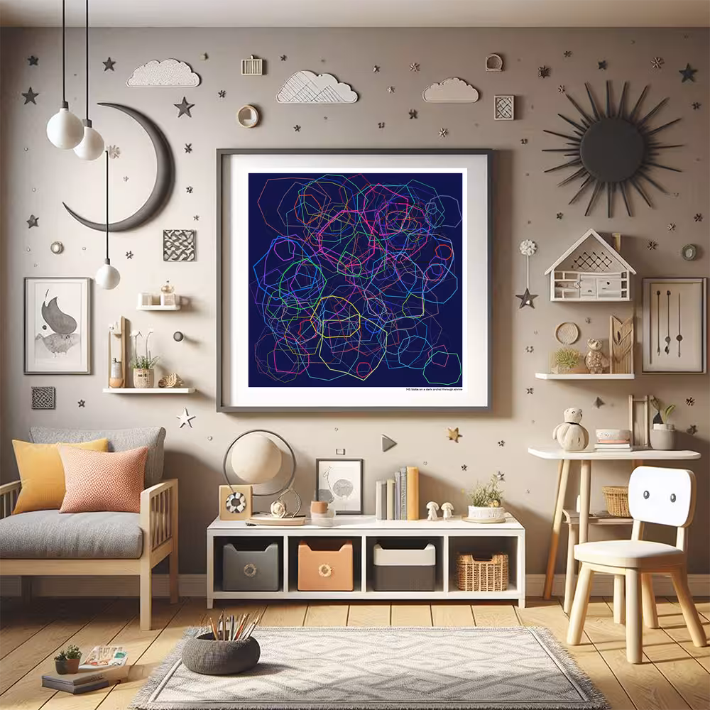 145 blobs on a dark orchid through shrine in room setting