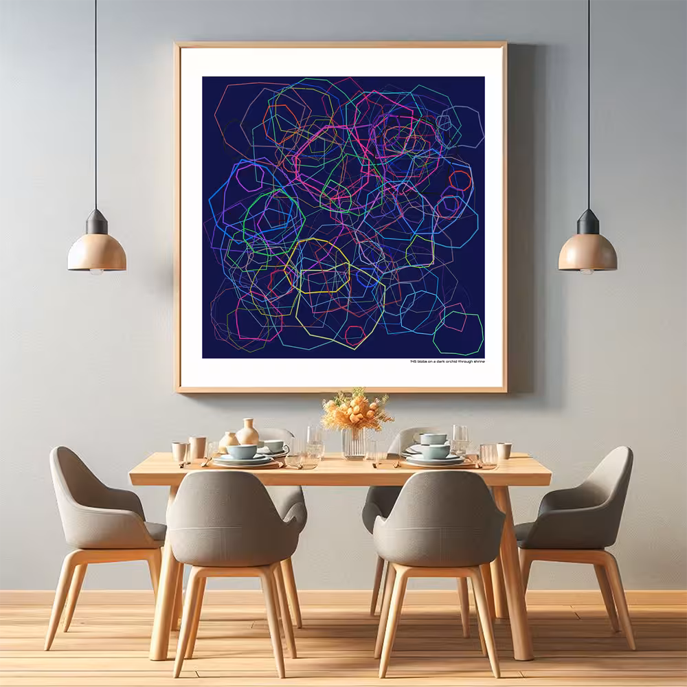 145 blobs on a dark orchid through shrine in room setting