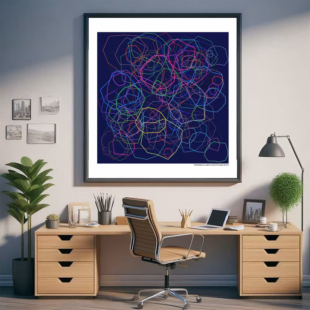 145 blobs on a dark orchid through shrine in room setting