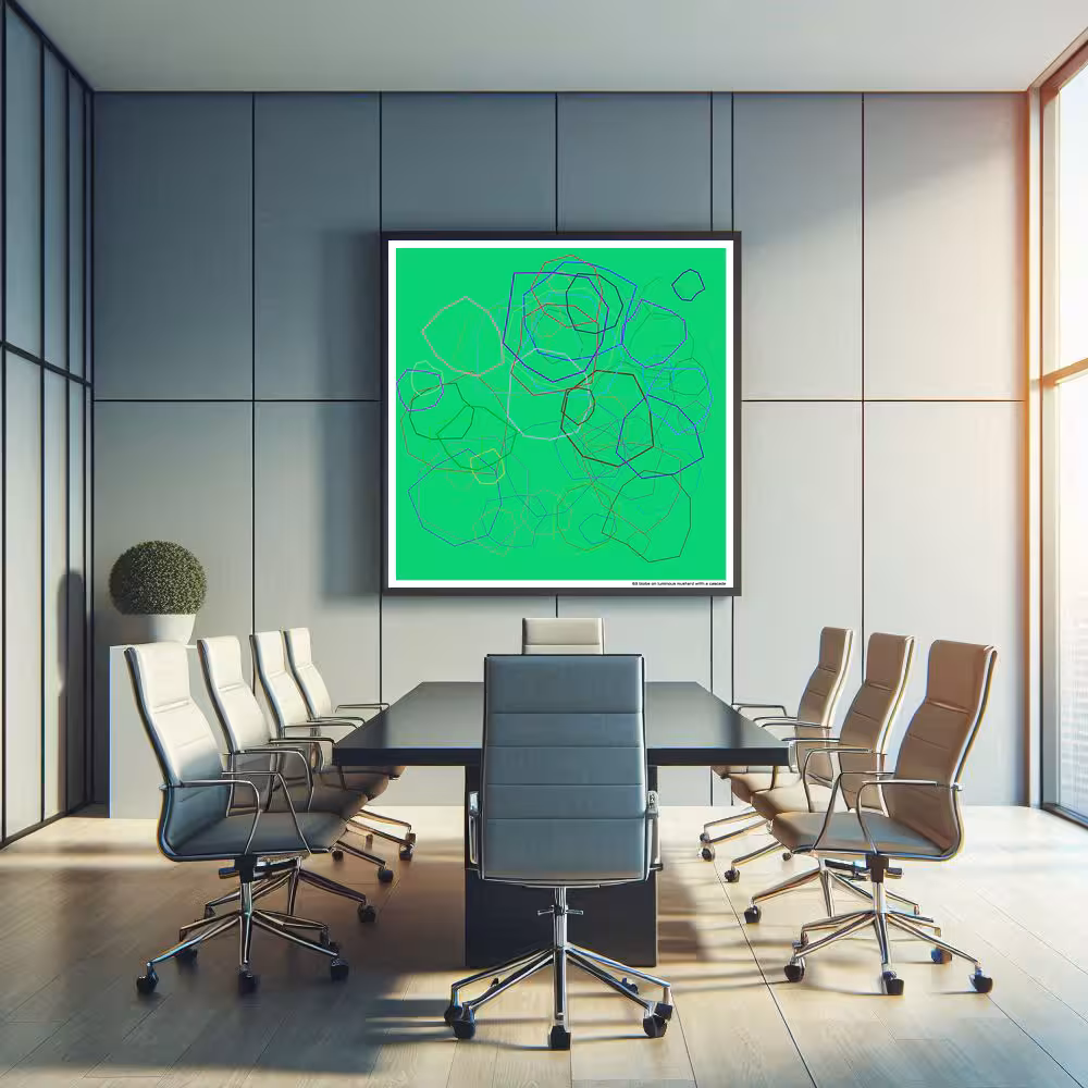 63 blobs on luminous mustard with a cascade in room setting