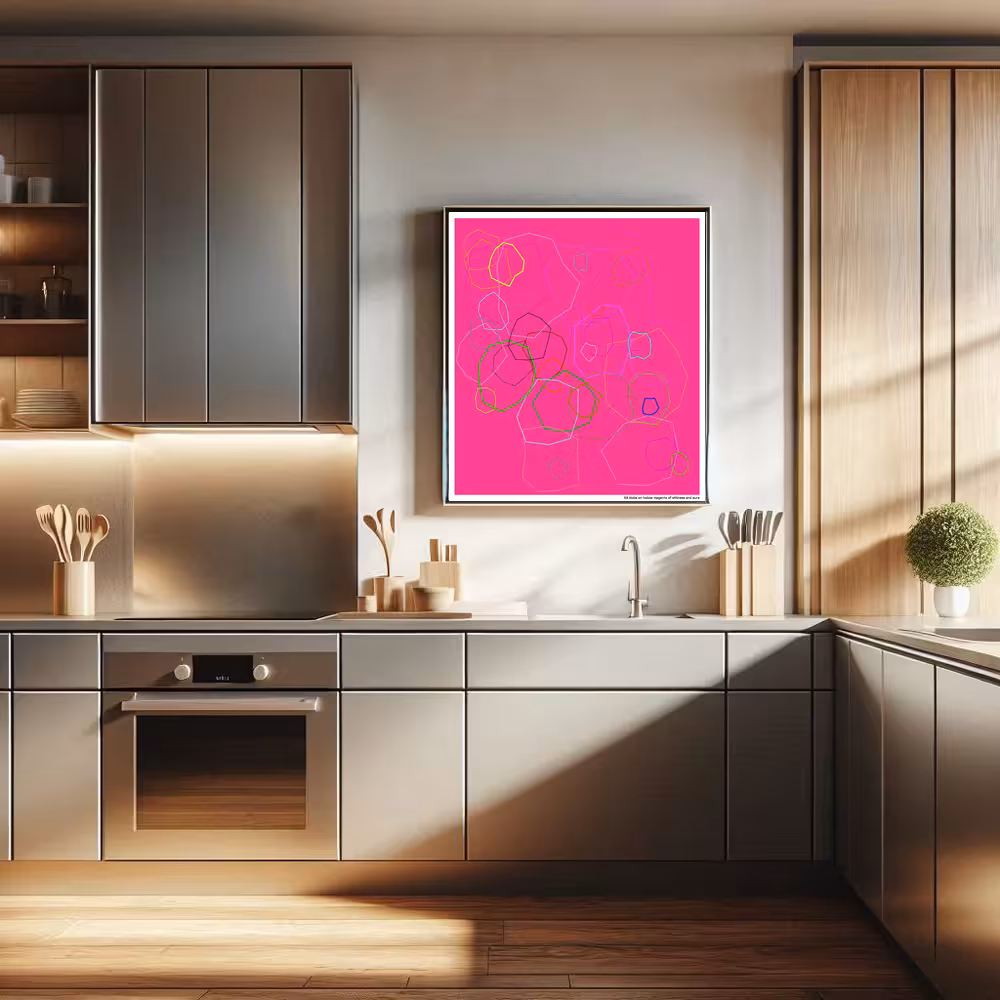 53 blobs on hollow magenta of stillness and aura in room setting