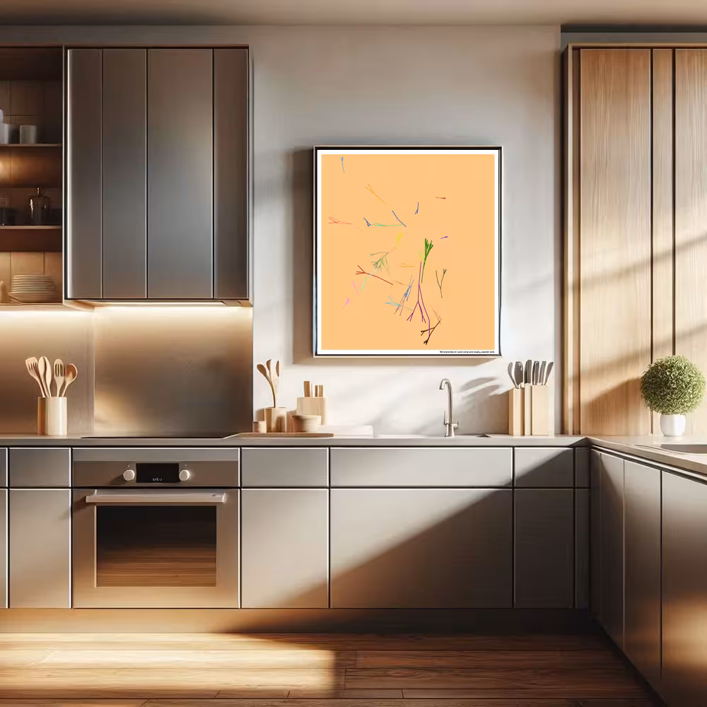 98 branches on lucid coral and dusky powder pink in room setting