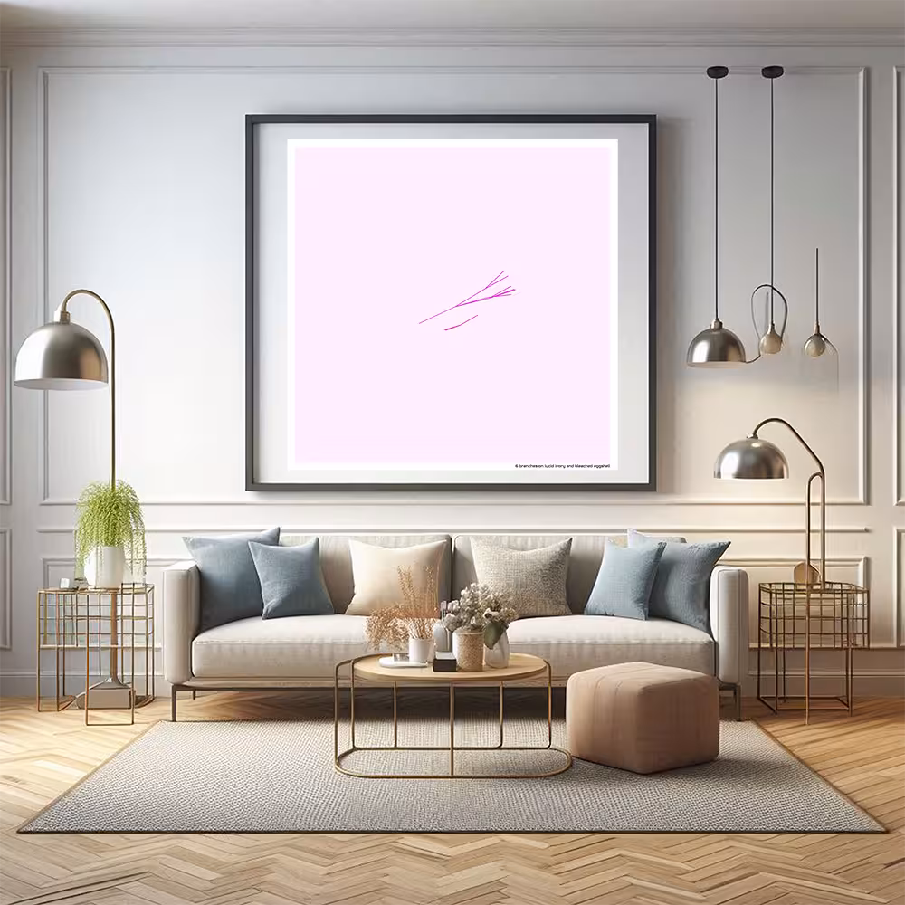 6 branches on lucid ivory and bleached eggshell in room setting