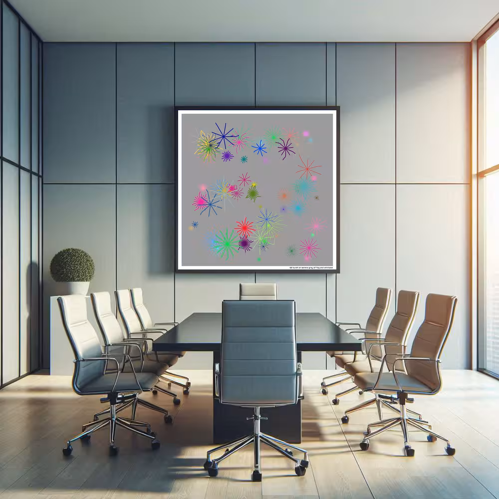 62 burst on serene gray of fog and whirlpool in room setting