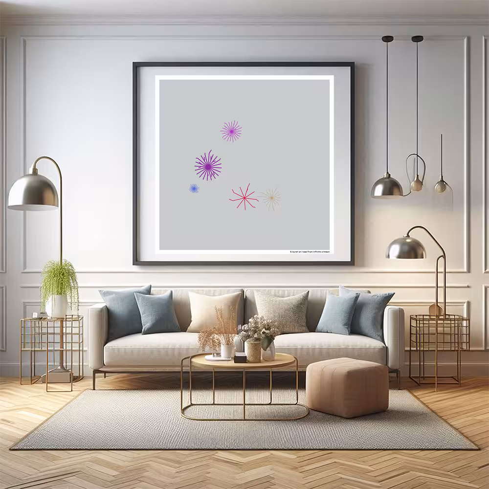 5 burst on rose from infinite crimson in room setting