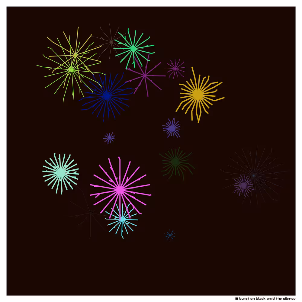 18 burst on black amid the silence