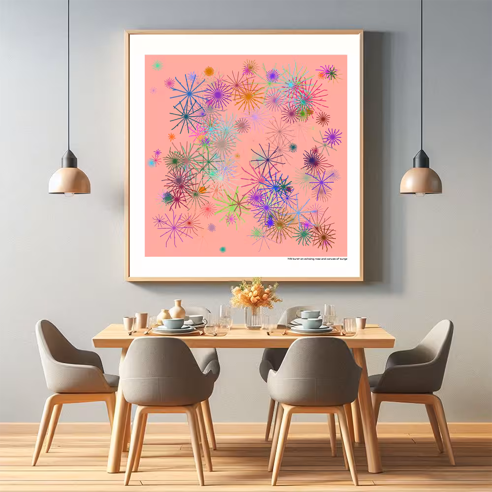 149 burst on echoing rose and canvas of surge in room setting