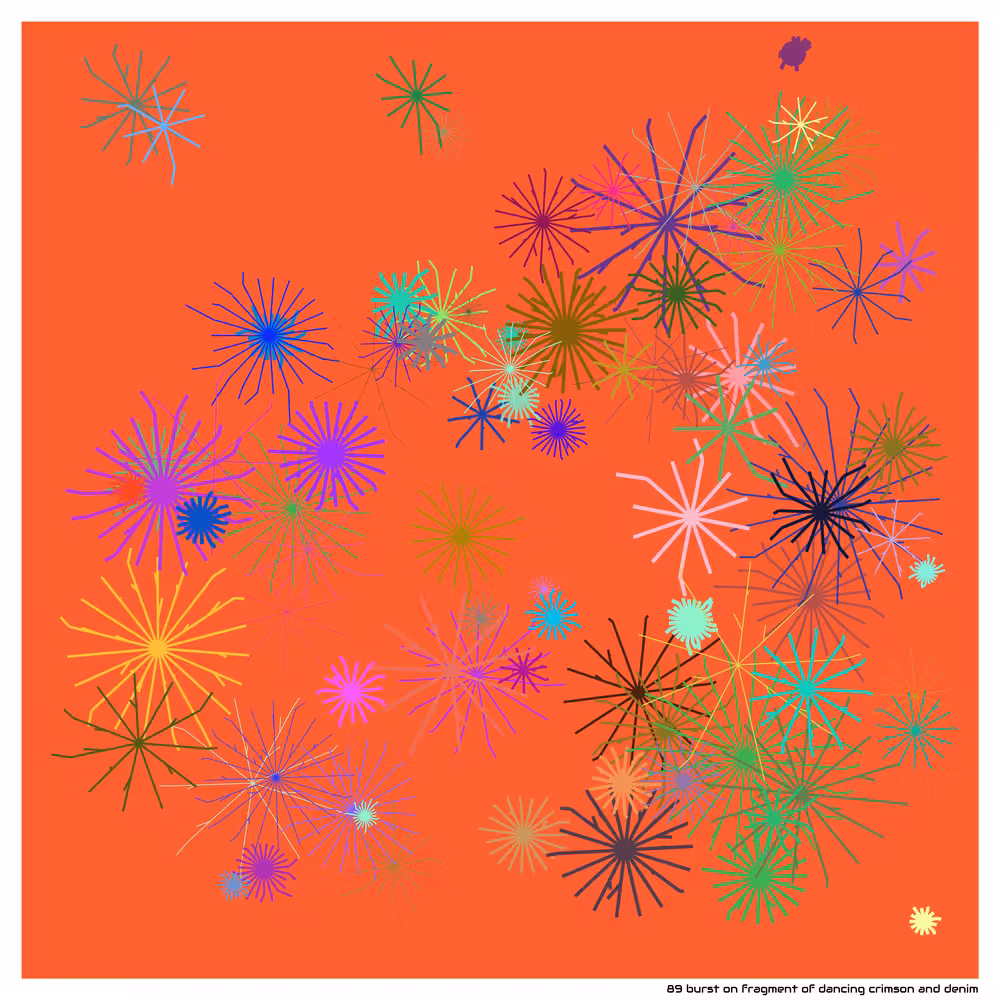 89 burst on fragment of dancing crimson and denim