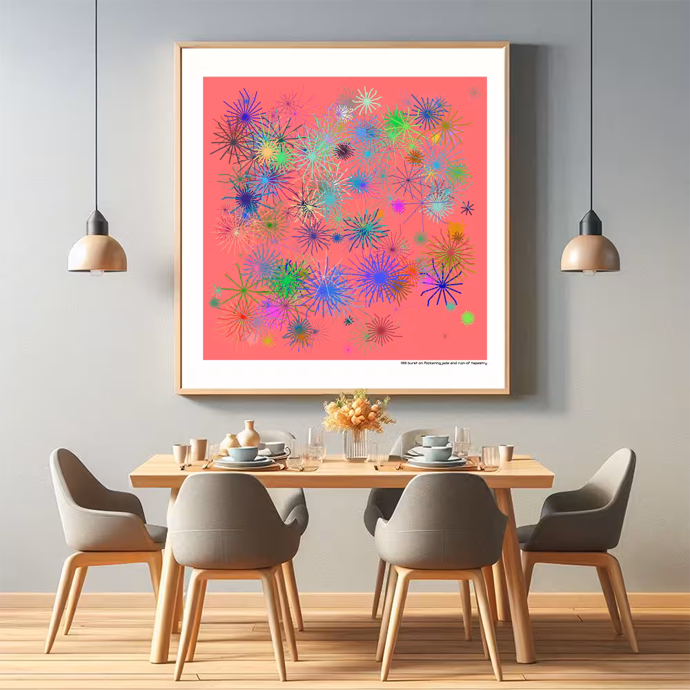 199 burst on flickering jade and ruin of tapestry in room setting