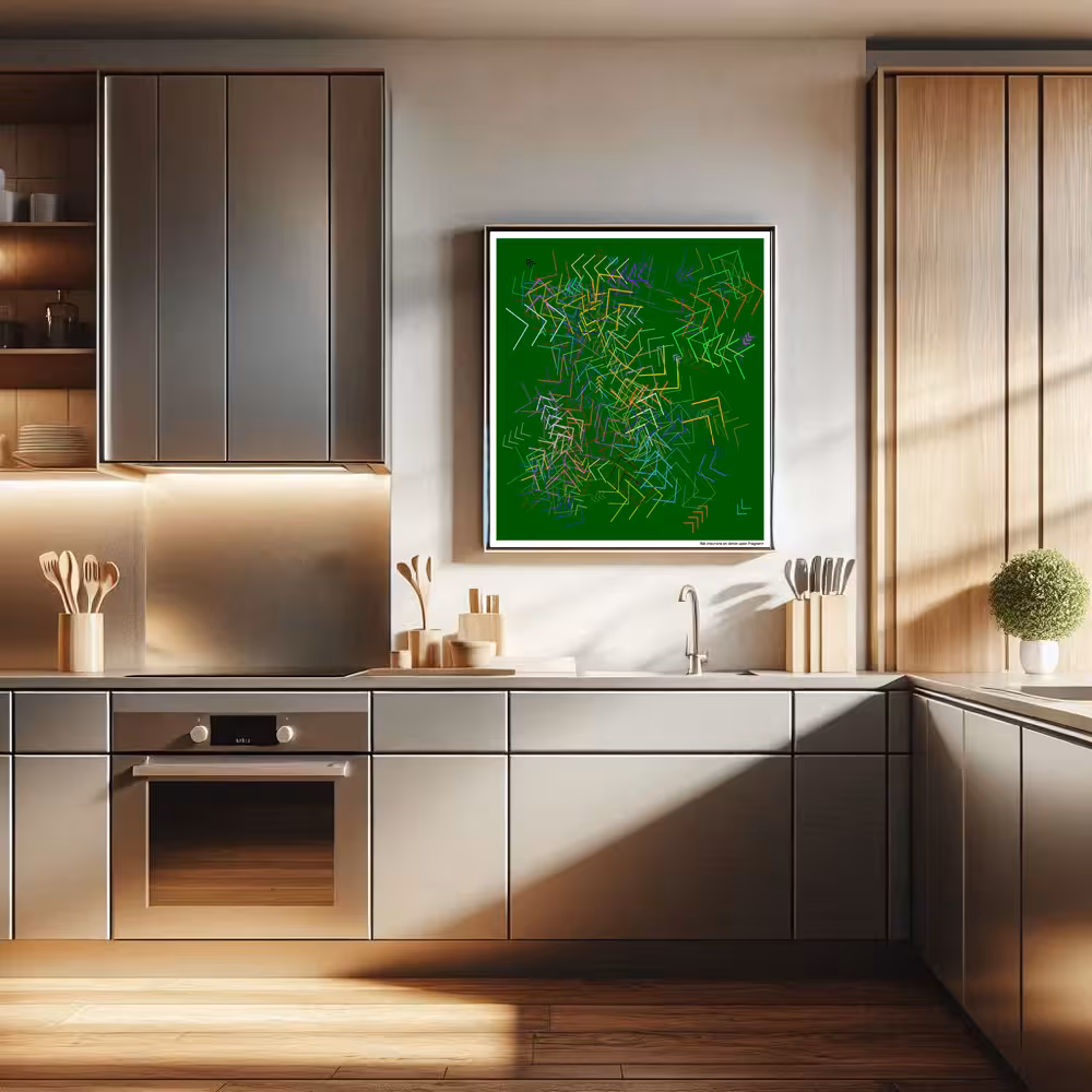 158 chevrons on denim upon fragment in room setting