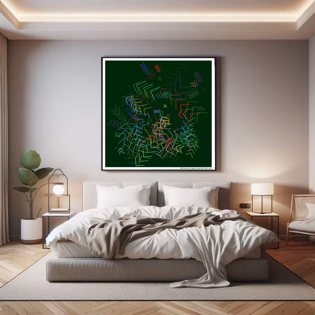 105 chevrons on golden violet and frozen sand in room setting