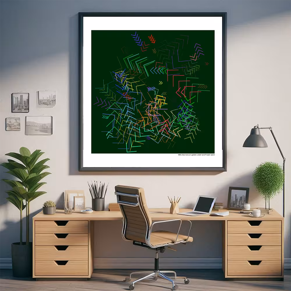 105 chevrons on golden violet and frozen sand in room setting