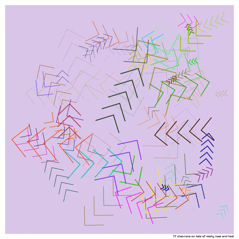 77 chevrons on tale of misty rose and teal