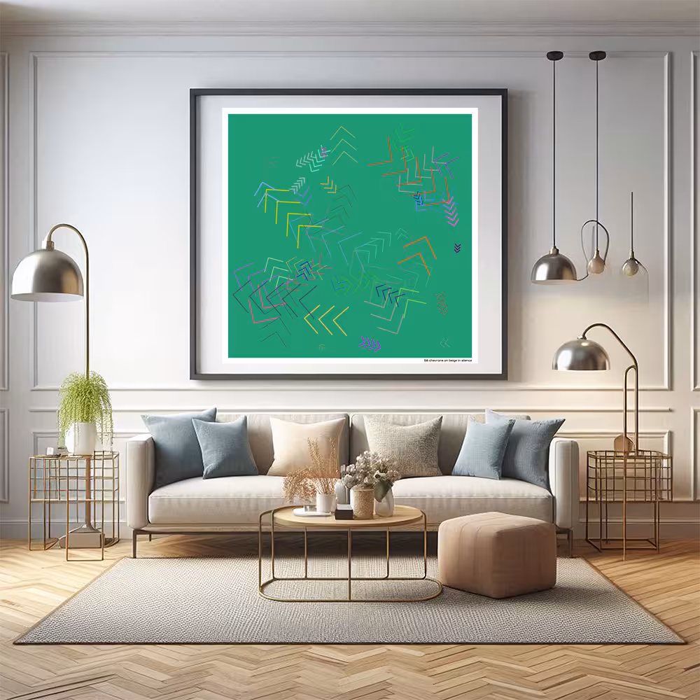 58 chevrons on beige in silence in room setting