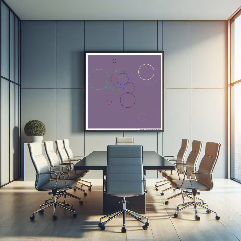 18 circles on caramel and terracotta in bloom in room setting