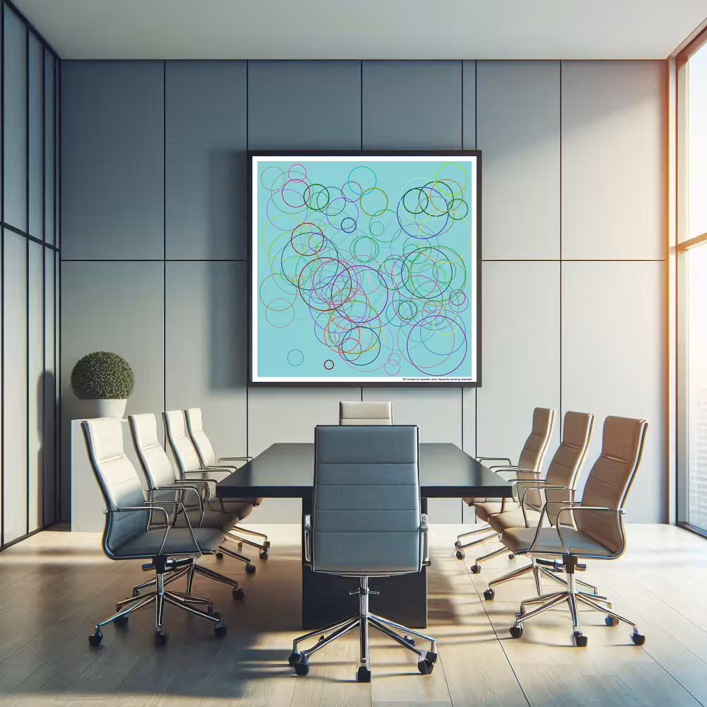 115 circles on powder pink towards echoing emerald in room setting