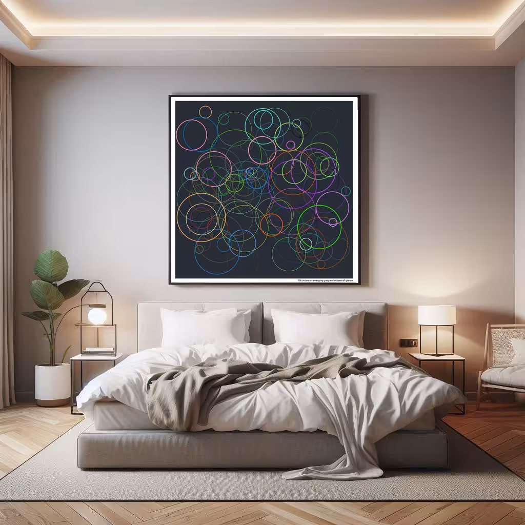 115 circles on emerging gray and eclipse of glance in room setting