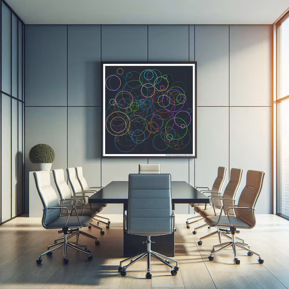 115 circles on emerging gray and eclipse of glance in room setting