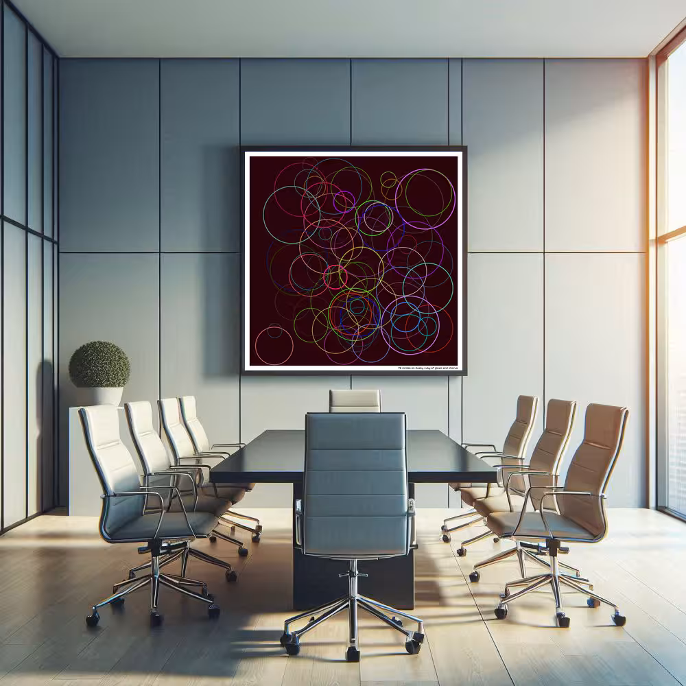 76 circles on dusky ruby of gleam and chorus in room setting