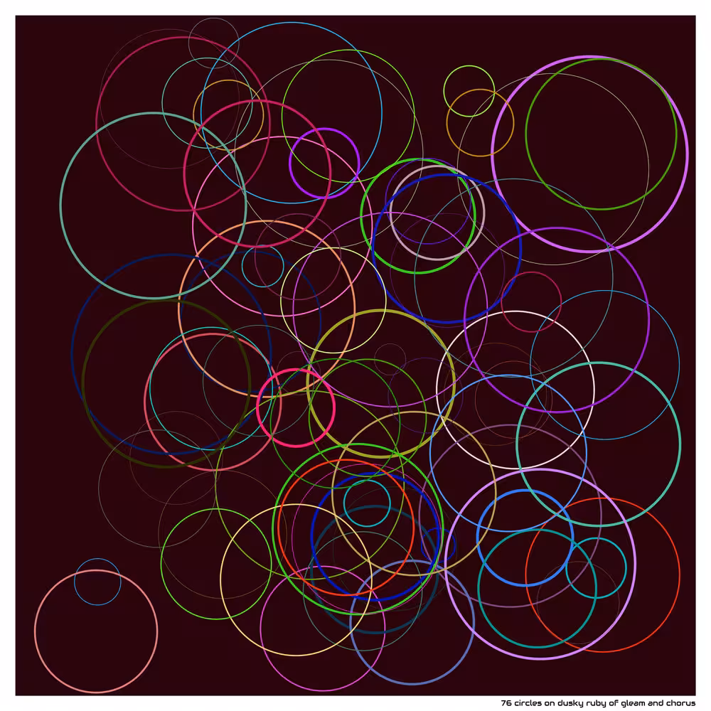 76 circles on dusky ruby of gleam and chorus