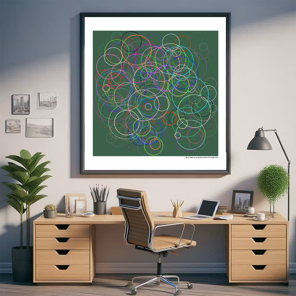 181 circles on a serene white through star in room setting