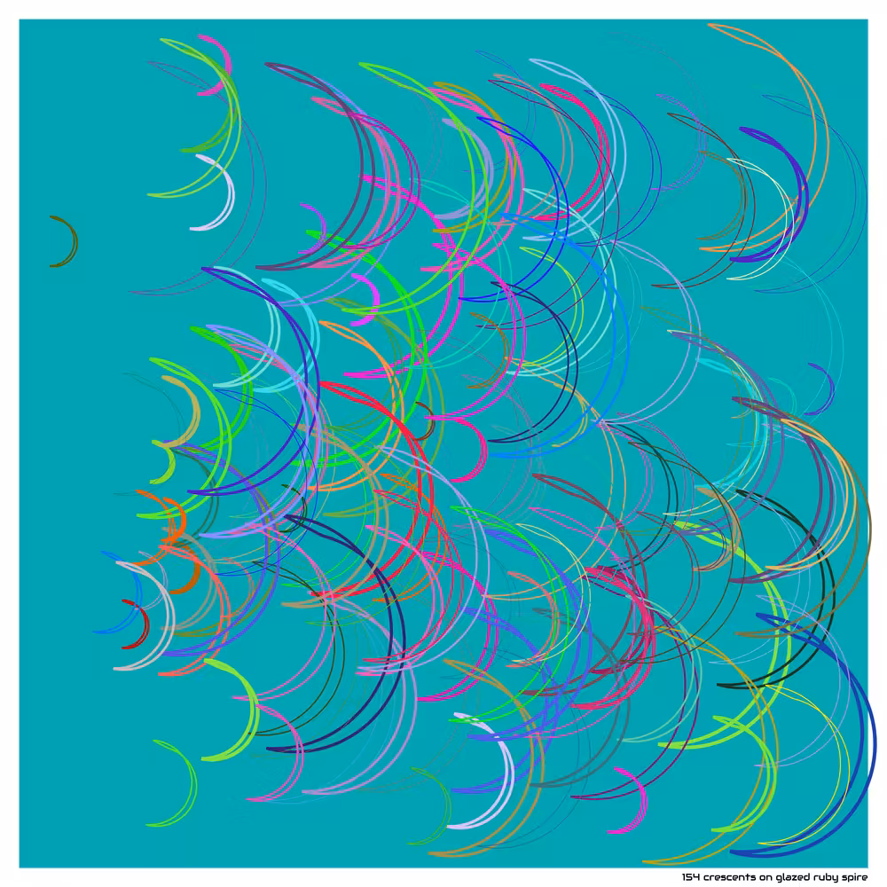 154 crescents on glazed ruby spire