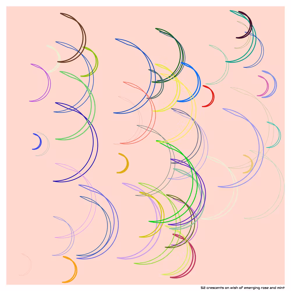 52 crescents on wish of emerging rose and mint