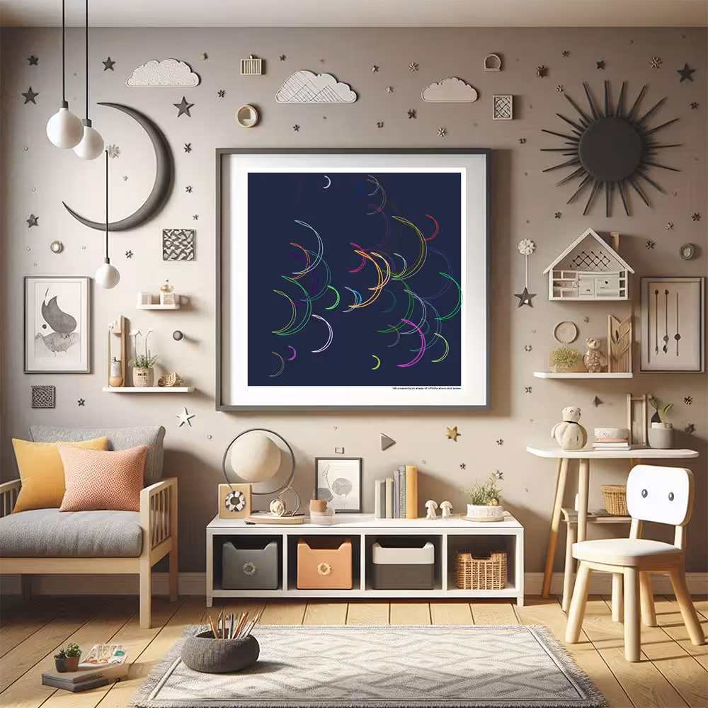 40 crescents on shade of infinite storm and amber in room setting