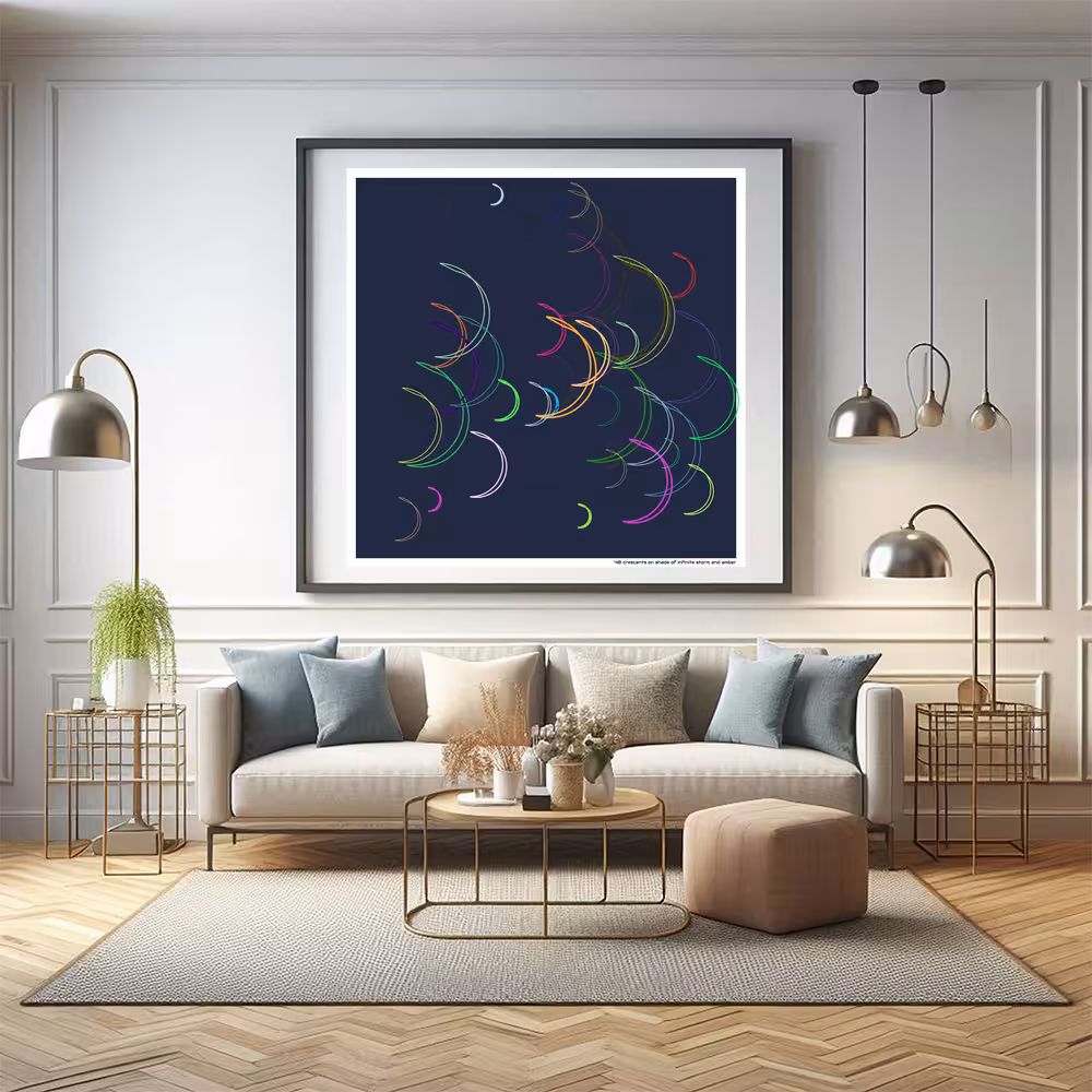 40 crescents on shade of infinite storm and amber in room setting