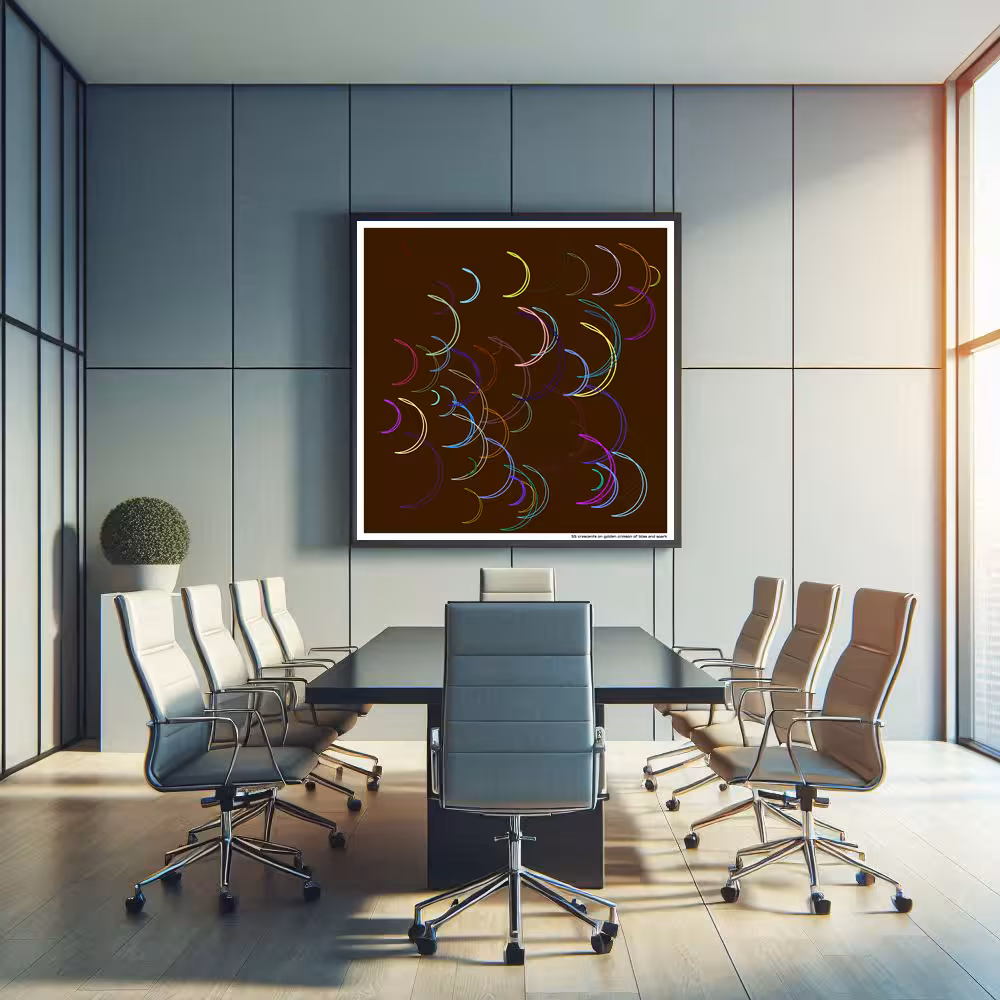 55 crescents on golden crimson of bliss and spark in room setting