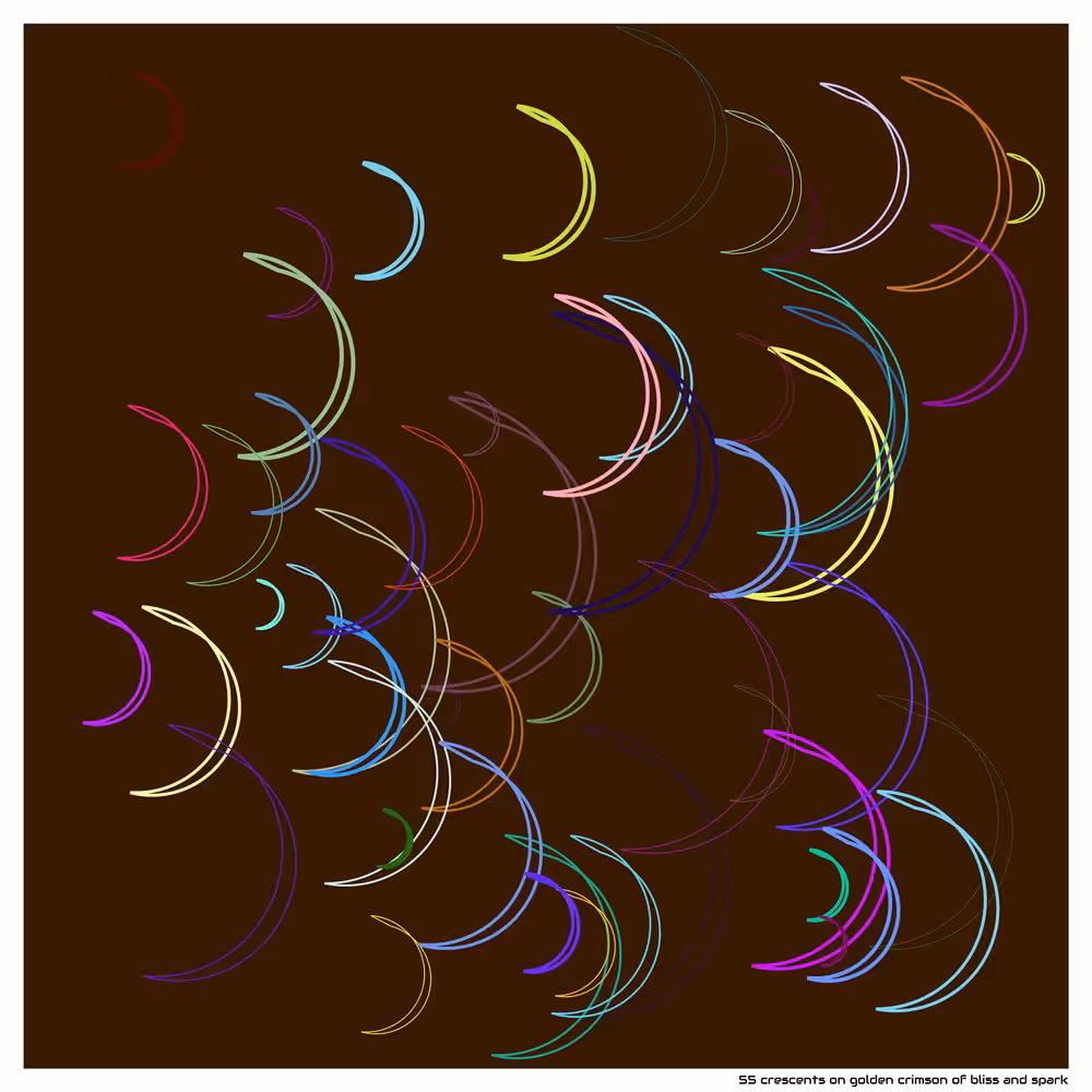 55 crescents on golden crimson of bliss and spark